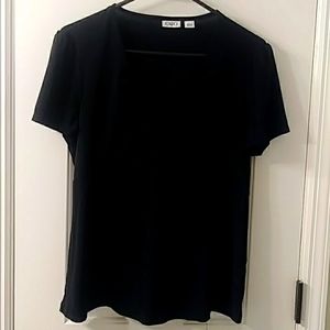 Top Blouse Solid Black Size Large Short Sleeves Cato Brand